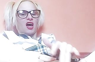 sex machine big dildo in the vagina of a sexy schoolgirl – real very wet orgasm